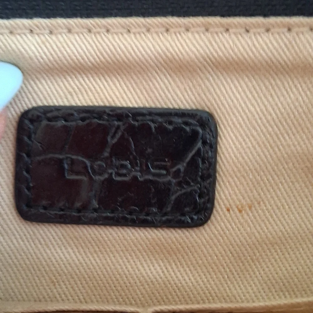 Lodis Crocodile Embossed Leather Wristlet Clutch Black